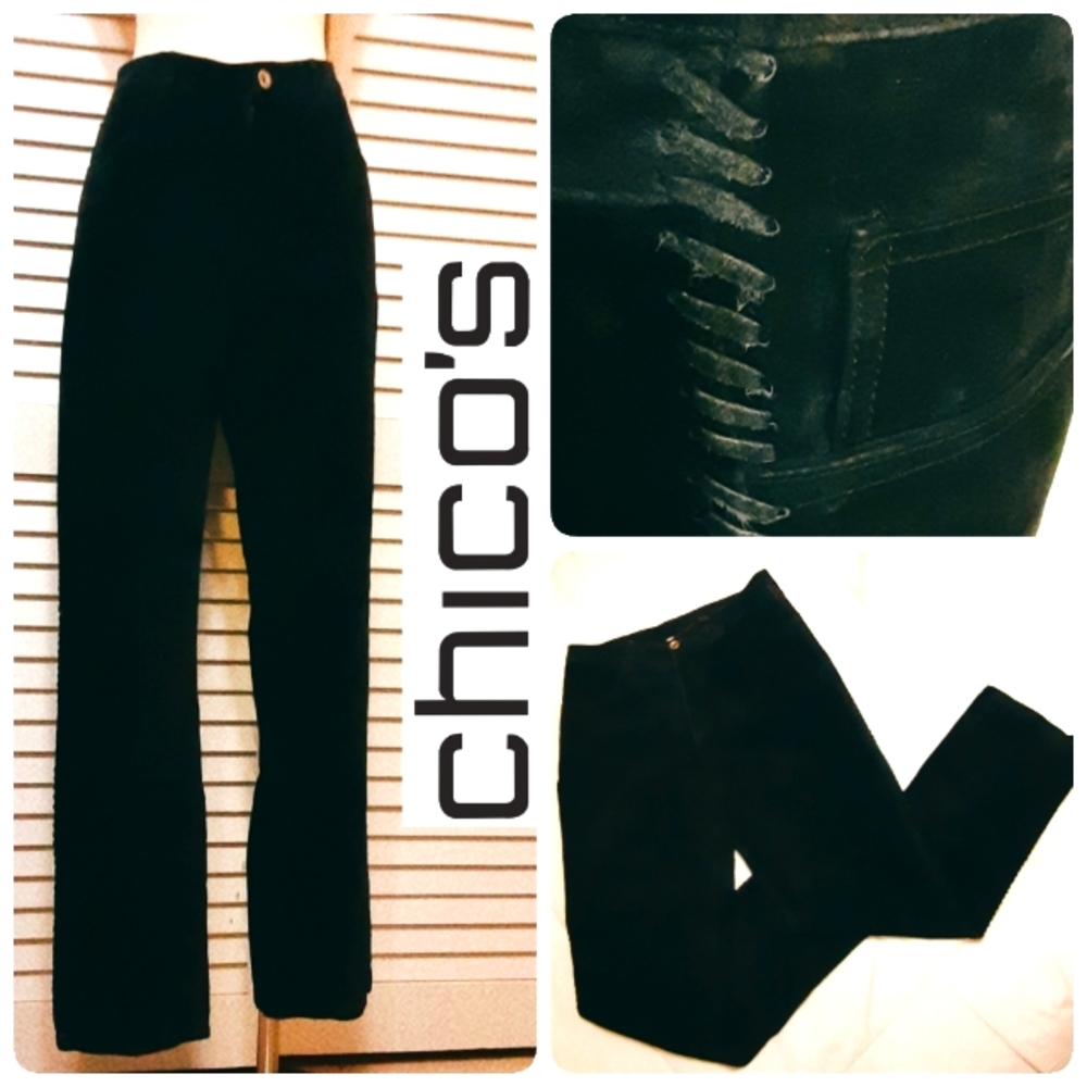 100% Leather Lightweight Suede by Chicos with Leather Braiding Down the Sides